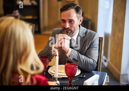 Eye-contact is crucial for developing trust with anyone Stock Photo