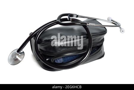 A sphygmomanometer, also known as a blood pressure monitor, or blood pressure gauge. Isolated on white background Stock Photo