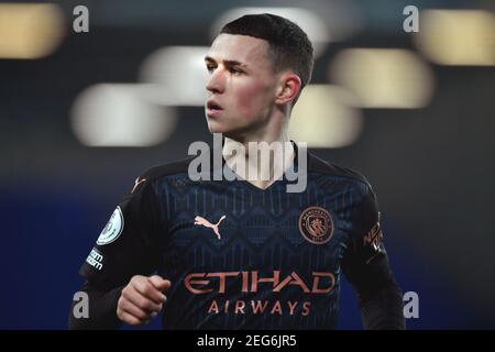 Liverpool, United Kingdom, 17th February 2021. Manchester City's Phil Foden. Credit: Anthony Devlin/Alamy Live News