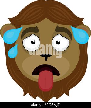 Cartoon exhausted face vector funny emoji with tongue hang down and ...