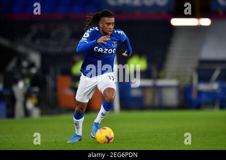 Liverpool, United Kingdom, 17th February 2021. Everton’s Alex Iwobi. Credit: Anthony Devlin/Alamy Live News Stock Photo