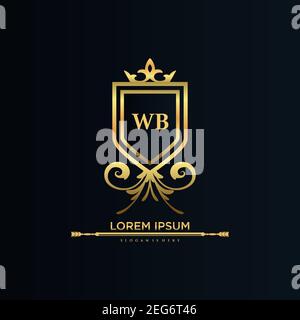 WB Letter Initial with Royal Template.elegant with crown logo vector, Creative Lettering Logo Vector Illustration Art. Stock Vector