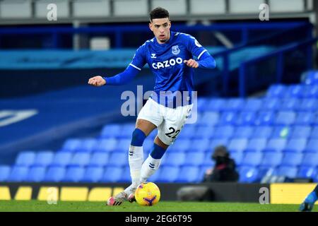 Liverpool, United Kingdom, 17th February 2021. Everton’s Ben Godfrey. Credit: Anthony Devlin/Alamy Live News Stock Photo