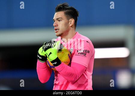 Liverpool, United Kingdom, 17th February 2021. Manchester City goalkeeper Ederson. Credit: Anthony Devlin/Alamy Live News Stock Photo