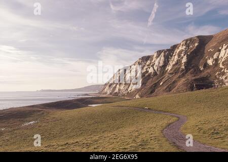 Samphire Hoe Nature Reserve, nr Dover, Kent, UK. Developed from the Channel Tunnel Construction. Stock Photo
