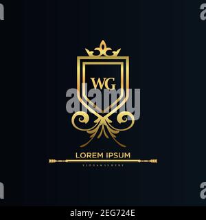 WG Letter Initial with Royal Template.elegant with crown logo vector, Creative Lettering Logo Vector Illustration Art. Stock Vector