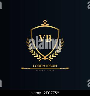 VB Letter Initial with Royal Template.elegant with crown logo vector, Creative Lettering Logo Vector Illustration Art. Stock Vector