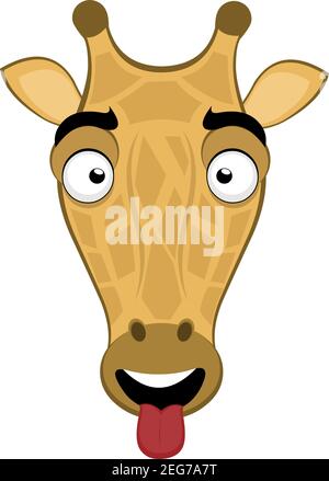 Vector emoticon  illustration cartoon of a giraffe´s head with happy expression and sticking out the tongue Stock Vector