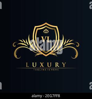 Luxury royal wing Letter LV crest Gold color Logo vector, Victory