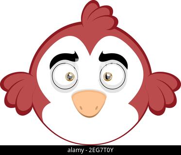 Vector emoticon illustration of a cute red cartoon bird character Stock Vector