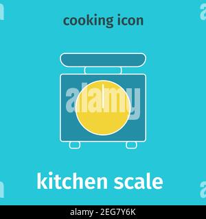 Kitchen scales colored icon. Vector scales in blue. Flat illustration. Stock Vector