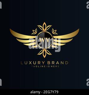 WV Letter Initial with Royal Template.elegant with crown logo vector, Creative Lettering Logo Vector Illustration Art. Stock Vector