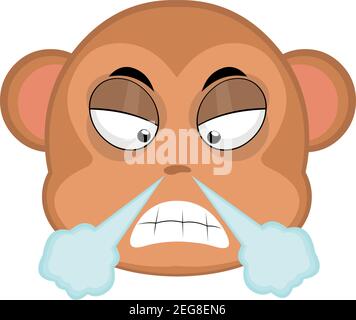 angry emoji face smoke coming out of his nose flat style icon vector ...