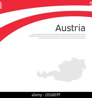 Abstract waving flag mosaic map of austria. Creative background for design of patriotic holiday card austria. National Poster. Paper cut style. Austri Stock Vector