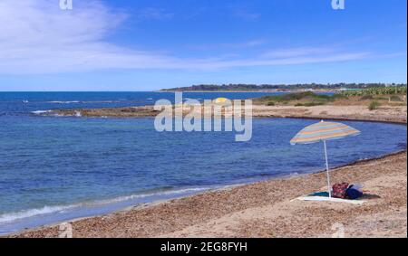 Salento coast: Lido Marini beach easy to reach in the area of the municipalities of Salve and Ugento in Apulia. Stock Photo