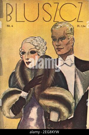 Okładka przedwojennego magazynu dla kobiet Bluszcz 1933, lata 30te, cover of Polish prewar magazine for women Bluszcz art deco style Stock Photo