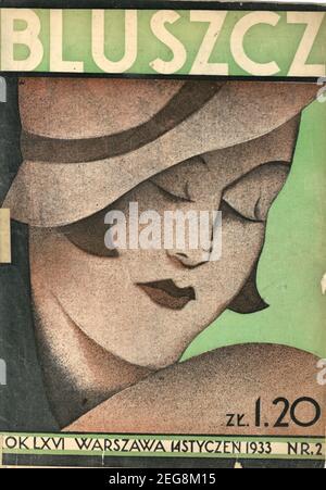 Okładka przedwojennego magazynu dla kobiet Bluszcz 1933, lata 30te, cover of Polish prewar magazine for women Bluszcz art deco style Stock Photo