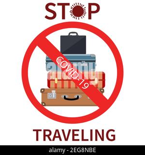 Stop travel to risk places COVID-19. Stock Vector