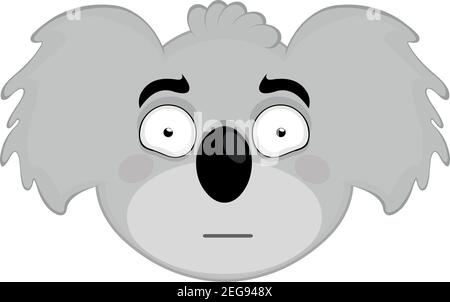 Vector emoticon illustration cartoon of a koala´s head with a expression of shame, flushed Stock Vector