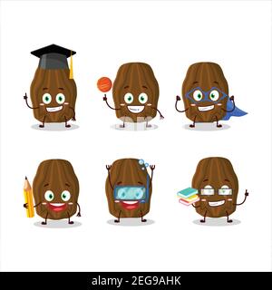 School student of date fruit cartoon character with various expressions. Vector illustration Stock Vector