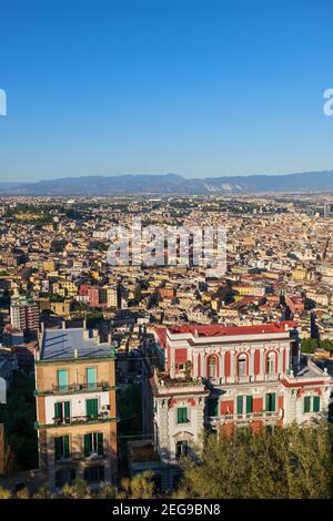 City of Naples in Campania, Italy, cityscape with Villa Elena e Maria Stock Photo