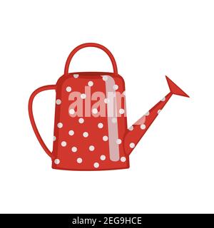 Red watering can. Cartoon flat style. Vector illustration Stock Vector