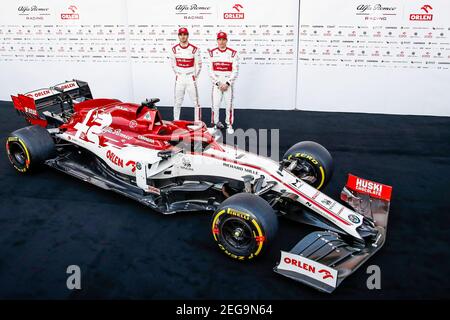 Alfa Romeo Racing C39 presentation by RAIKKONEN Kimi (fin), GIOVINAZZI Antonio (ita), during the first session of the Formula 1 Pre-season testing 2020 from February 19 to 21, 2020 on the Circuit de Barcelona-Catalunya, in Montmelo, Barcelona, Spain - Photo Florent Gooden / DPPI Stock Photo