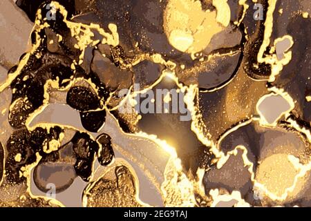 Alcohol Ink Black & Gold Marble Abstract Art Poster for Sale by