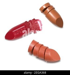 Lipstick bullets chopped & crushed Stock Photo