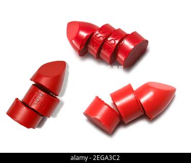 Lipstick bullets chopped Stock Photo