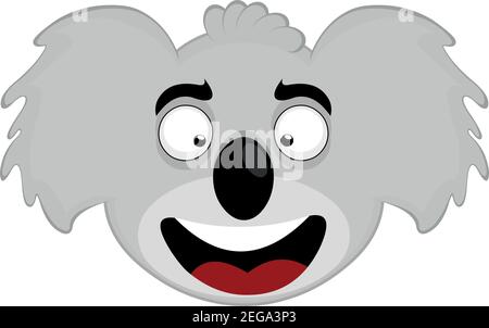 Vector emoticon illustration of the head of a cartoon koala with a happy expression, a classic animal native to Australia Stock Vector