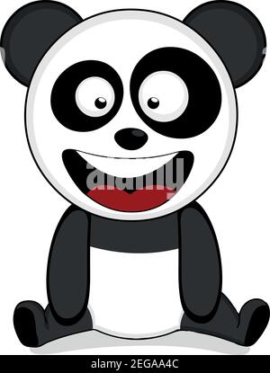 Vector illustration of a cute cartoon panda bear character, sitting down and with a happy expression Stock Vector