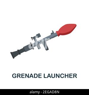 Grenade Launcher flat icon. Color simple element from weapon collection. Creative Grenade Launcher icon for web design, templates, infographics and Stock Vector