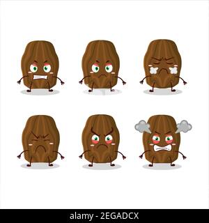 Date fruit cartoon character with various angry expressions. Vector illustration Stock Vector