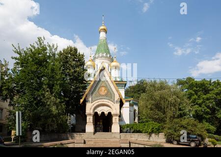 Russian Church 'Sveti Nikolay Mirlikiiski', Sofia, Bulgaria Stock Photo