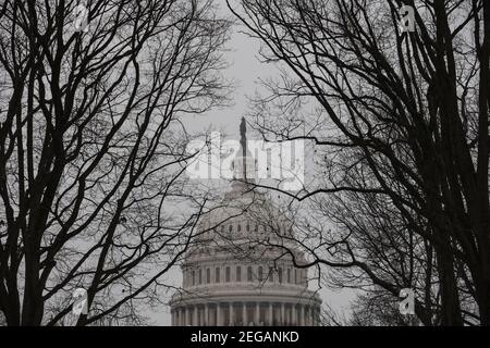 Bethesda, USA. 18th Feb, 2021. The U.S. Capitol is seen on Thursday, February 18, 2021, in Washington, DC. (Photo by Oliver Contreras/Sipa USA) Credit: Sipa USA/Alamy Live News Stock Photo