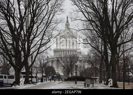 Bethesda, USA. 18th Feb, 2021. The U.S. Capitol is seen on Thursday, February 18, 2021, in Washington, DC. (Photo by Oliver Contreras/Sipa USA) Credit: Sipa USA/Alamy Live News Stock Photo