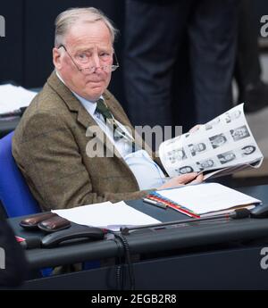 Alexander GAULAND will be 80 years old on February 20, 2021, Dr. Alexander GAULAND (Chairman of the AfD) Constituent session of the 19th German Bundestag in the plenary hall of the Reichstag building in Berlin, Germany on October 24, 2017. Ã‚Â | usage worldwide