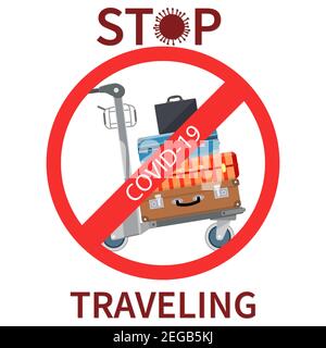Stop travel to risk places COVID-19. Stock Vector