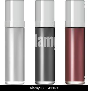 Glass Cosmetic Bottle. Clear Package Plastic Cup. Beauty Container Mock Up for Foundation Cream, Gel, Essence. Isolated Jar vector Blank Template. Mul Stock Vector