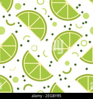 Seamless background with lime slices. Cartoon flat style. Vector illustration Stock Vector