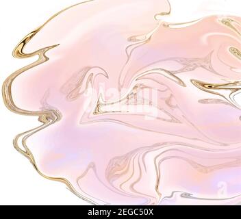 White vector cover with liquid gold texture. Abstract background design with hand-painted design. Stock Vector