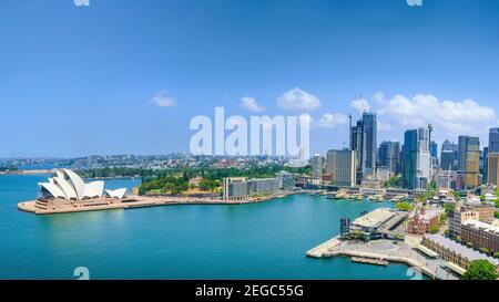 Sydney, New South Wales, Australia - January 24, 2020: The view looking across Circular Quay towards the iconic shape of the city's Opera House. Stock Photo