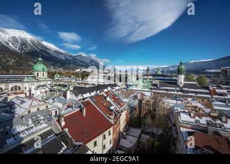 Aerial view of Innsbruck city - Innsbruck, Tyrol, Austria Stock Photo