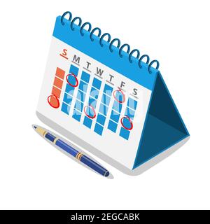 Mark calendar isometric icon. Stock Vector