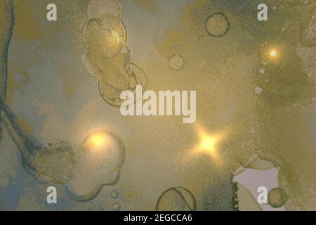 Pale green abstract marble texture with sparkles. Vector background in alcohol ink technique with glitter. Template for banner, poster design. Fluid a Stock Vector