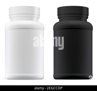 Premium Vector  White pill bottle mockup supplement package blank isolated  drug container on white background