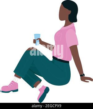 African american woman on picnic flat color vector faceless character Stock Vector