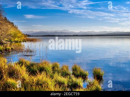 Autumn mood on the banks of the Ammersee, Fuenfseenland, Bavaria, Germany, Europe Stock Photo