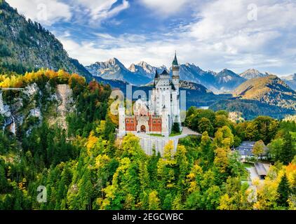 Neuschwanstein Castle, Schwangau near Fuessen, Swabia, Bavaria, Germany, Europe Stock Photo